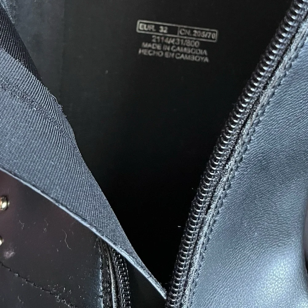 ZARA Kids Studded Black Mid-Calf Boots Size 32 / US 1 Edgy Girls Ankle Zip Boots